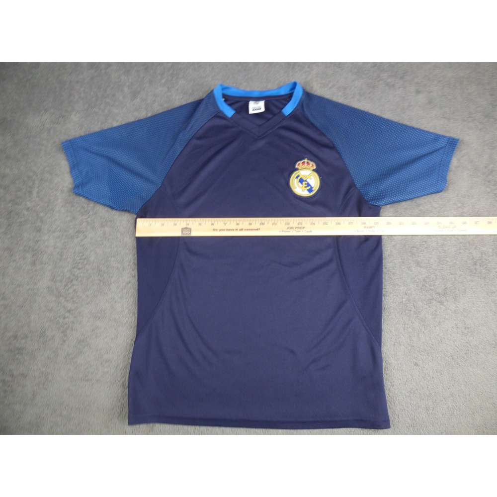 Real Madrid Soccer Jersey Mens Small Navy Blue V-Neck Short Sleeve Training Shir - Picture 7 of 9